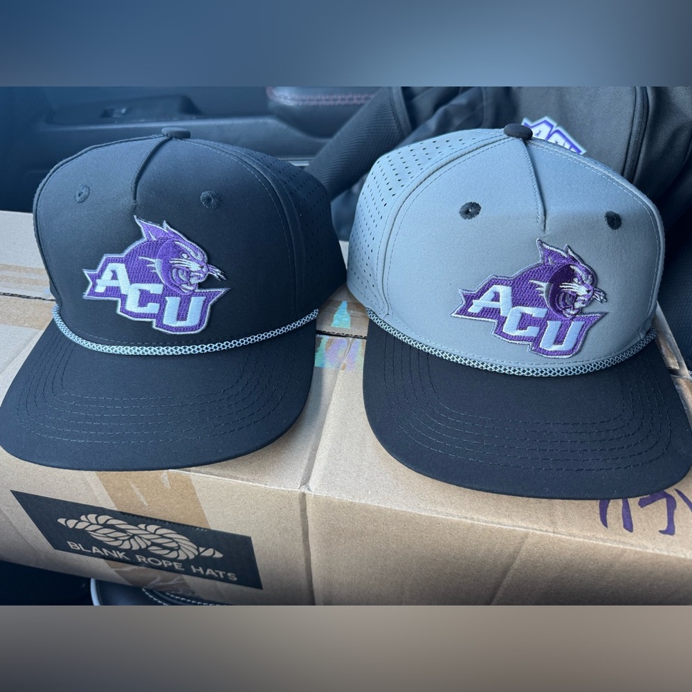 Black and Gray Abilene Christian “ACU” Rope Hats, SnapBack, LIMITED STOCK LEFT!